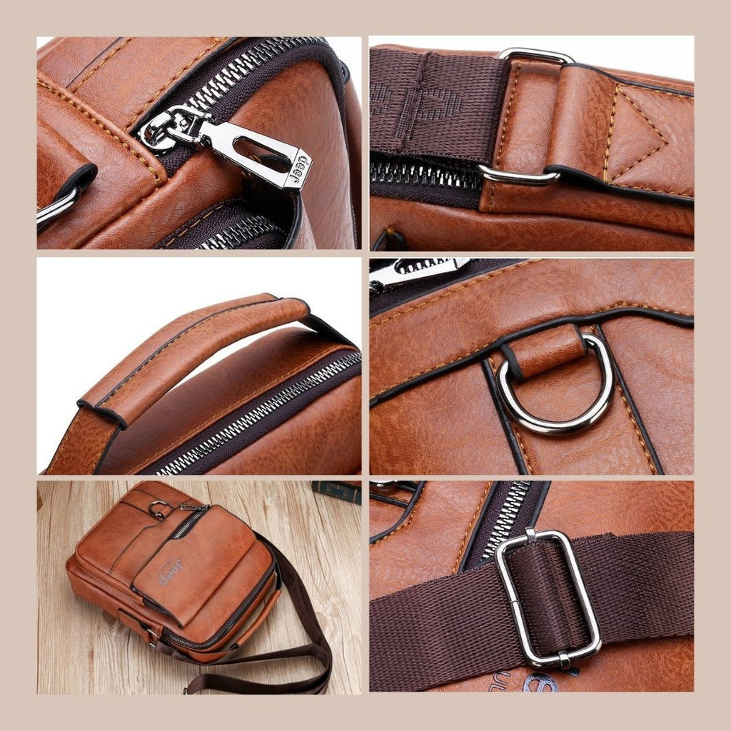 Bolsa Masculina de Couro + Carteira de Couro Brinde