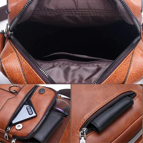 Bolsa Masculina de Couro + Carteira de Couro Brinde