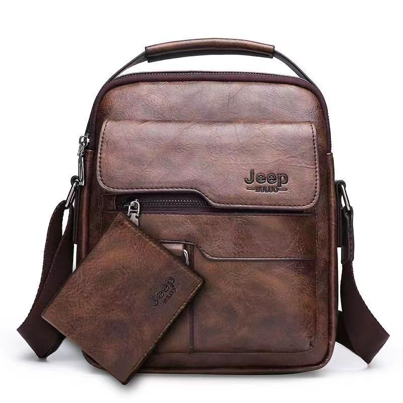 Bolsa Masculina de Couro + Carteira de Couro Brinde